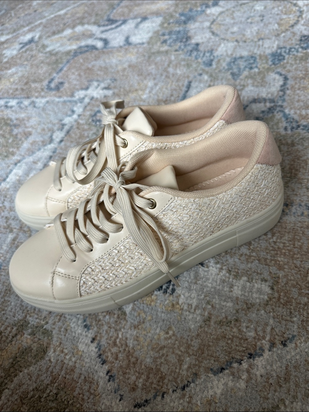 Lulus Danver Beige Raffia Lace-Up Sneakers